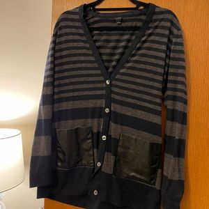 Tunic Cardigan with Faux Leather Detail